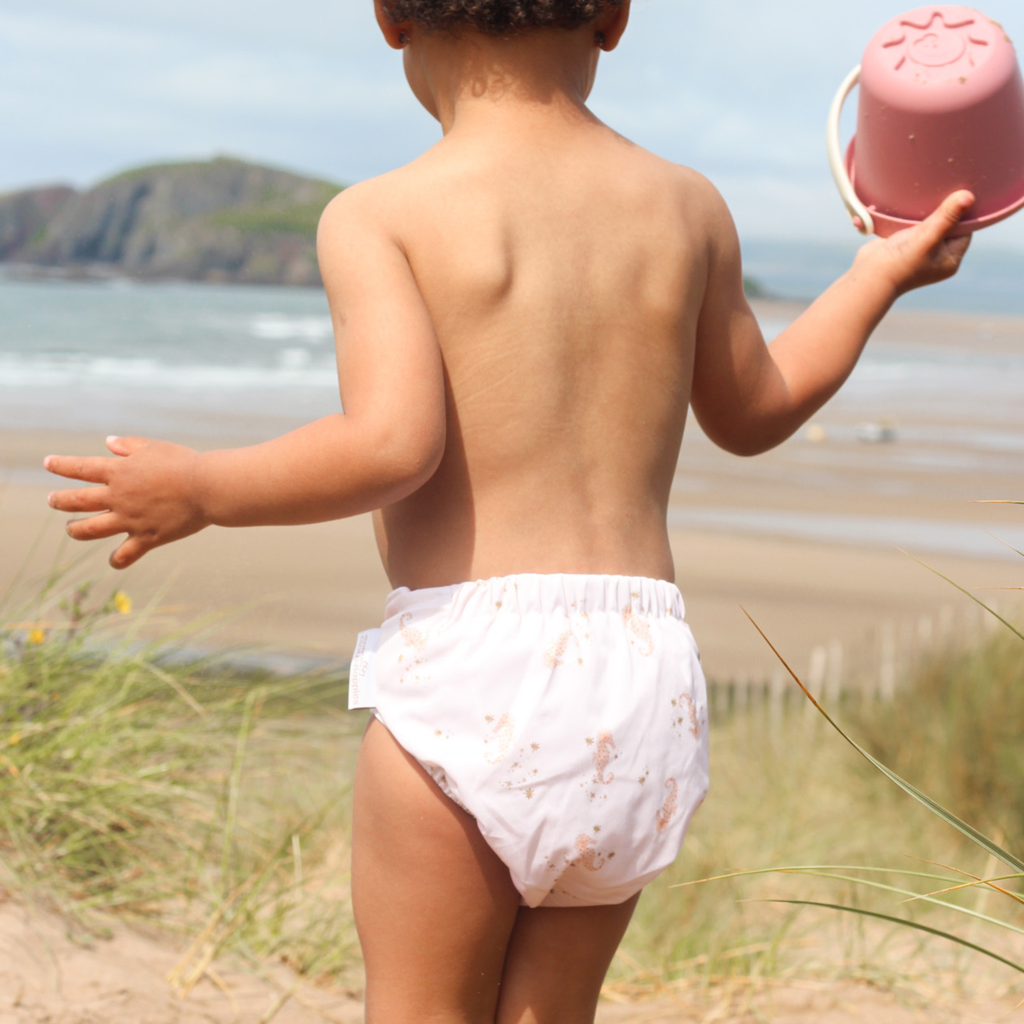 Modern Cloth Nappies One Size Baby to Toddler Reusable Swim Nappies - Seahorse Snuggles