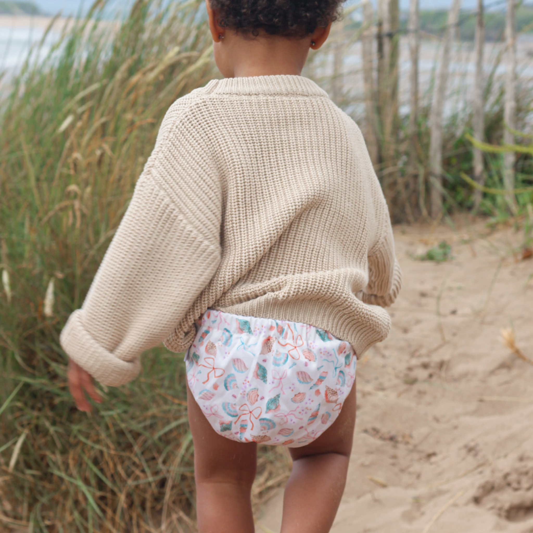 Modern Cloth Nappies One Size Baby to Toddler Reusable Swim Nappies - Seashell Belle