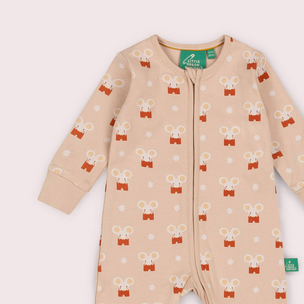 Little Mouse Zip Organic Babygrow