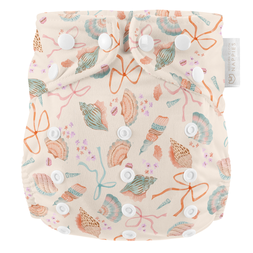 Modern Cloth Nappies One Size Baby to Toddler Reusable Swim Nappies - Seashell Belle
