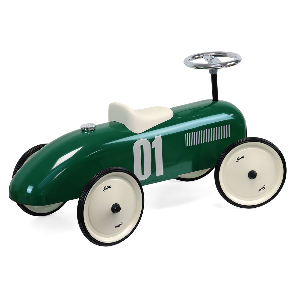 Vilal Metal British Racing Green Ride-On Car Vintage Style