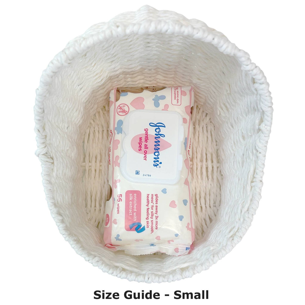 5 x White Bassinet Baskets - New baby gift hampers, storage