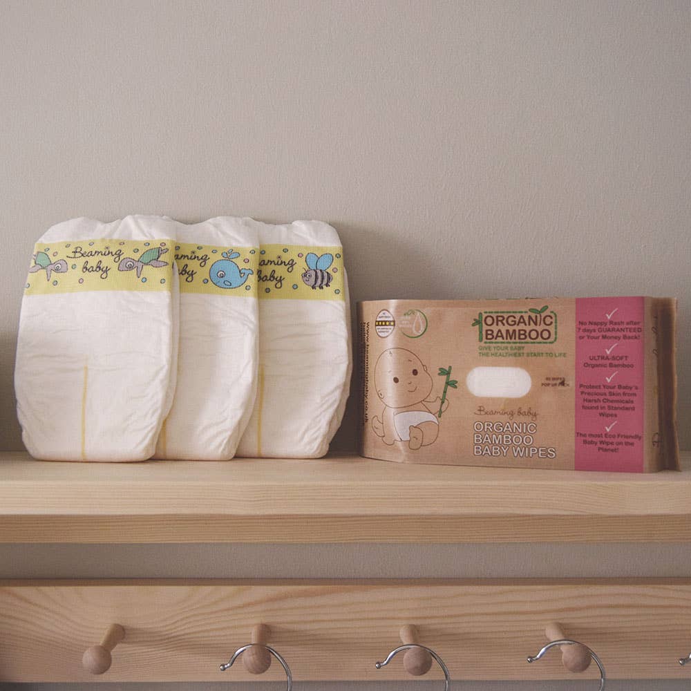 Organic Bamboo Mini Nappies - 2-6kg, 32 pcs/bag (size 1)