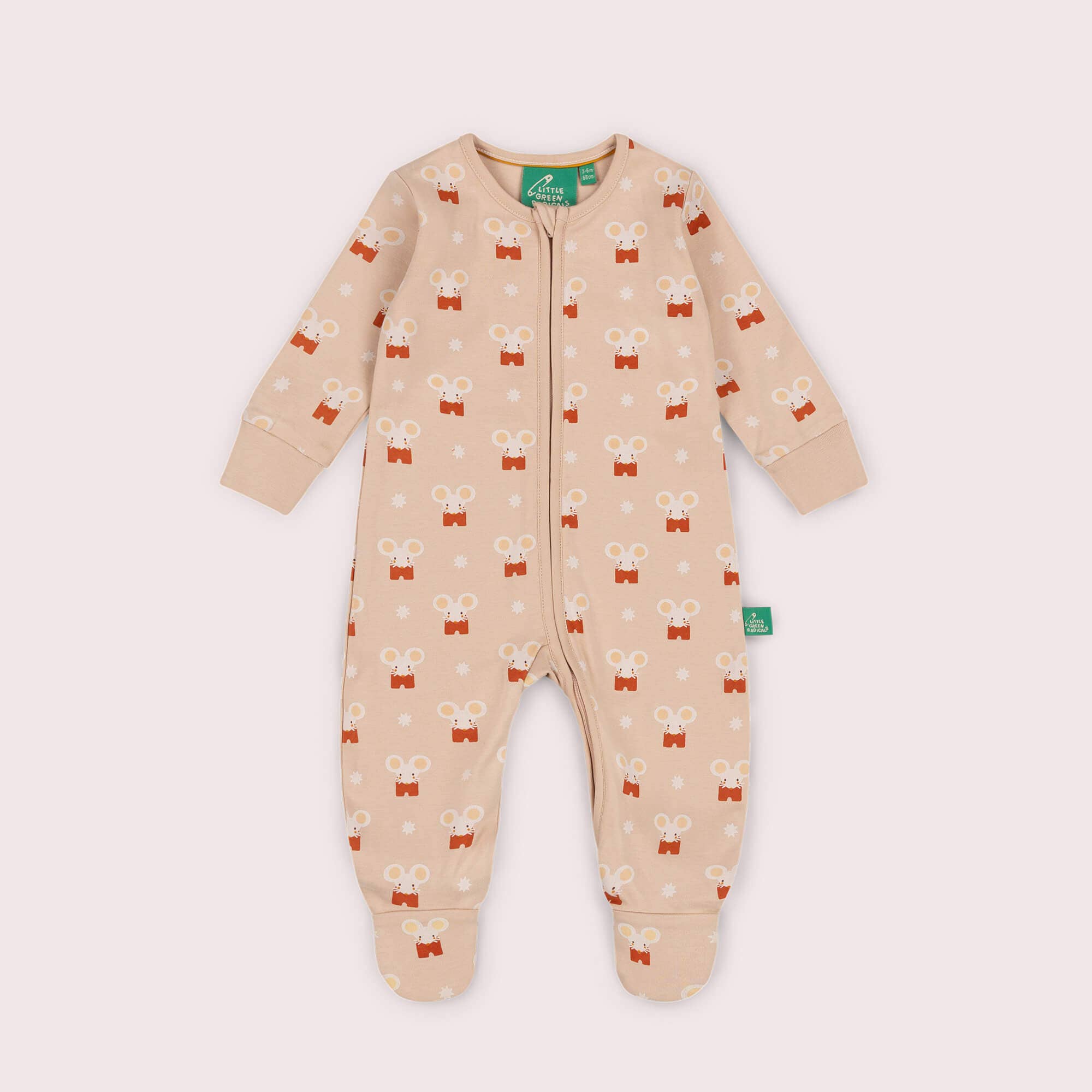 Little Mouse Zip Organic Babygrow