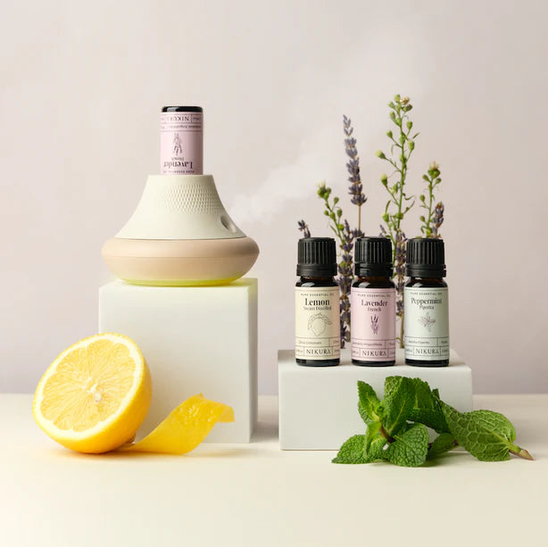 The Ultimate Nikura Essential Oil Gift Set - MISTI waterless diffuser and 32 100% pure essential oils