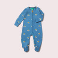 Blue Rainbows Zip Organic Babygrow
