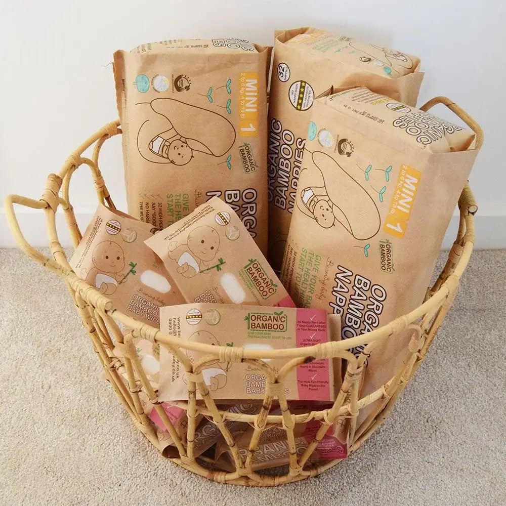 Organic Bamboo Mini Nappies - 2-6kg, 32 pcs/bag (size 1)
