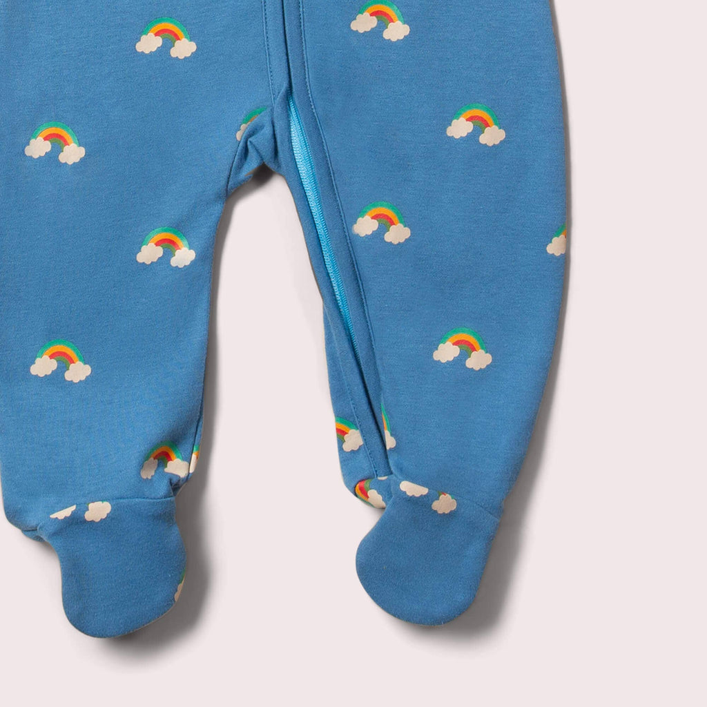 Blue Rainbows Zip Organic Babygrow