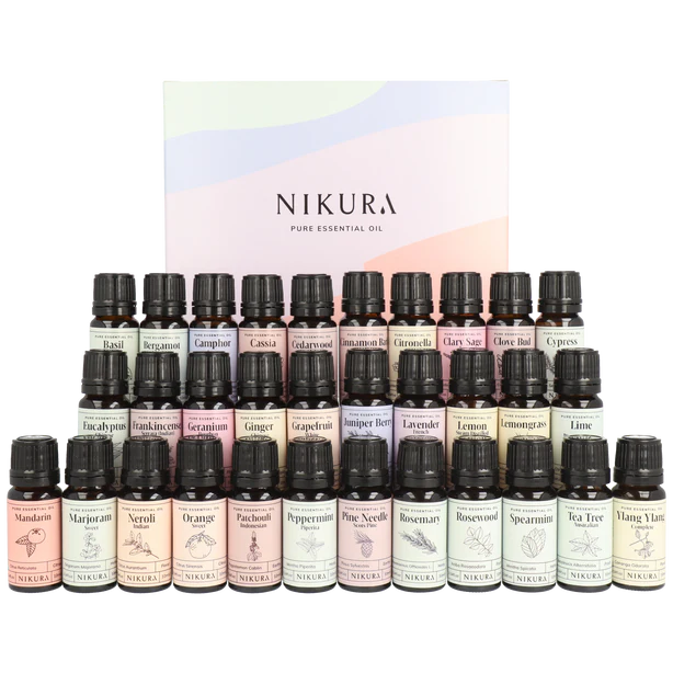 The Ultimate Nikura Essential Oil Gift Set - MISTI waterless diffuser and 32 100% pure essential oils