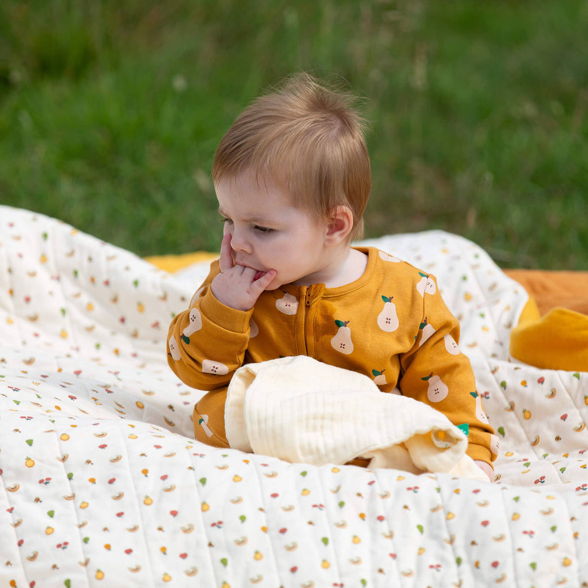 Summer Pears Zip Organic Babygrow