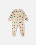 Organic Cotton Baby One-Piece Pyjama Beige Truck Print