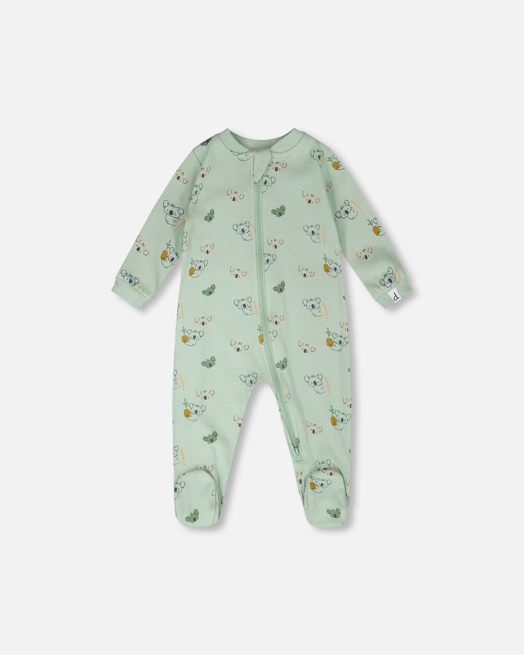 Organic Cotton Baby One-Piece Pyjama Green Koala Print