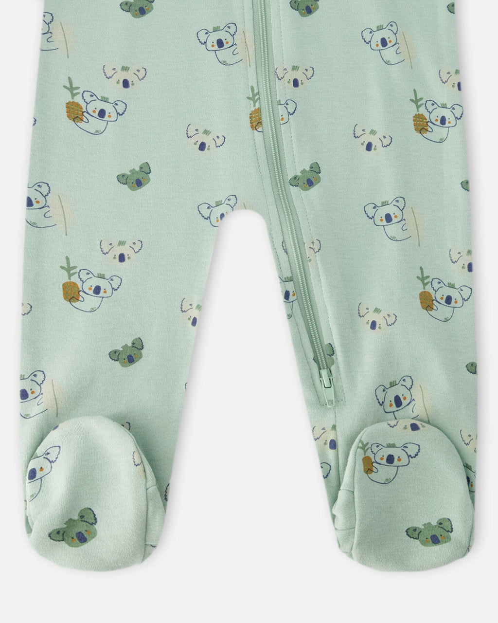 Organic Cotton Baby One-Piece Pyjama Green Koala Print