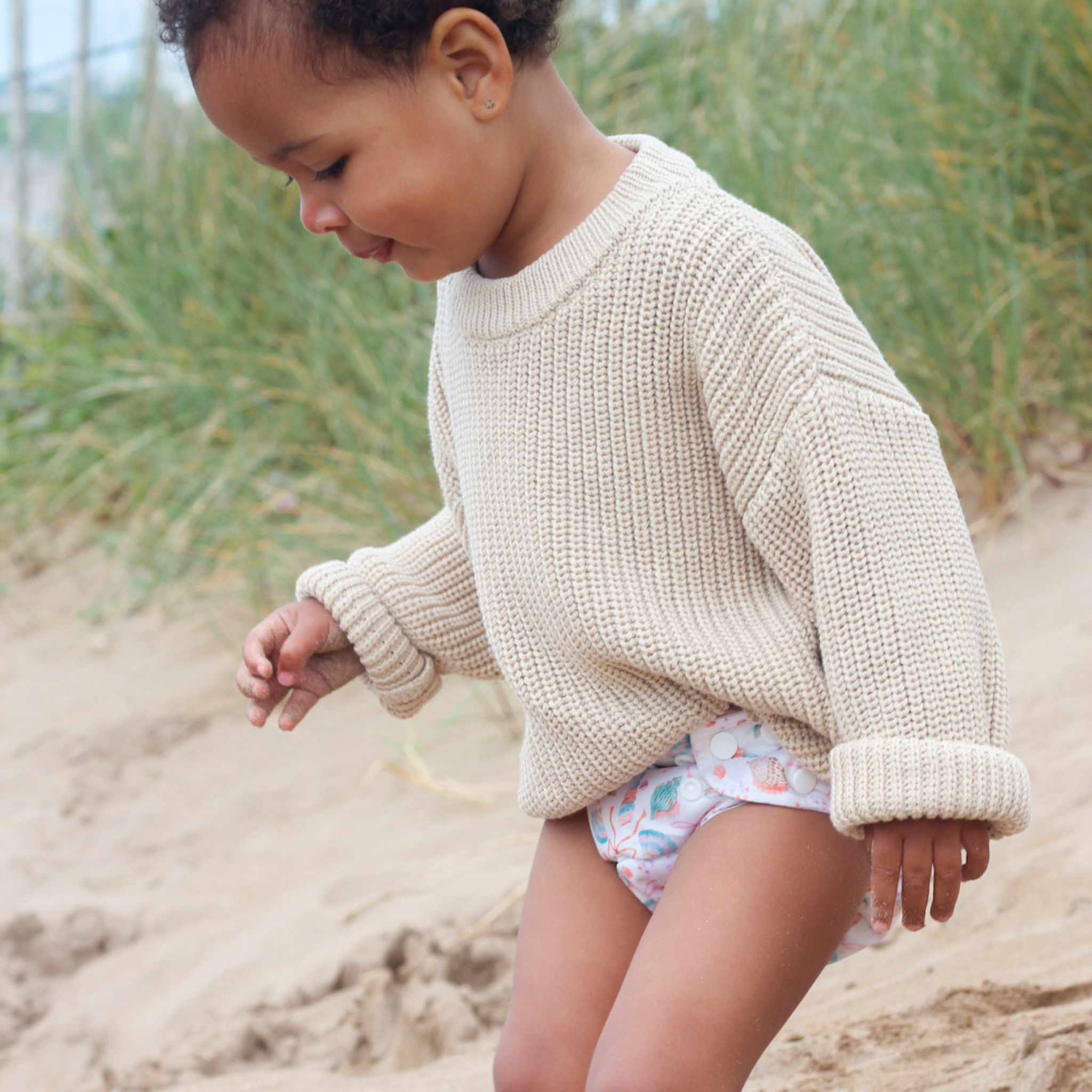 Modern Cloth Nappies One Size Baby to Toddler Reusable Swim Nappies - Seashell Belle
