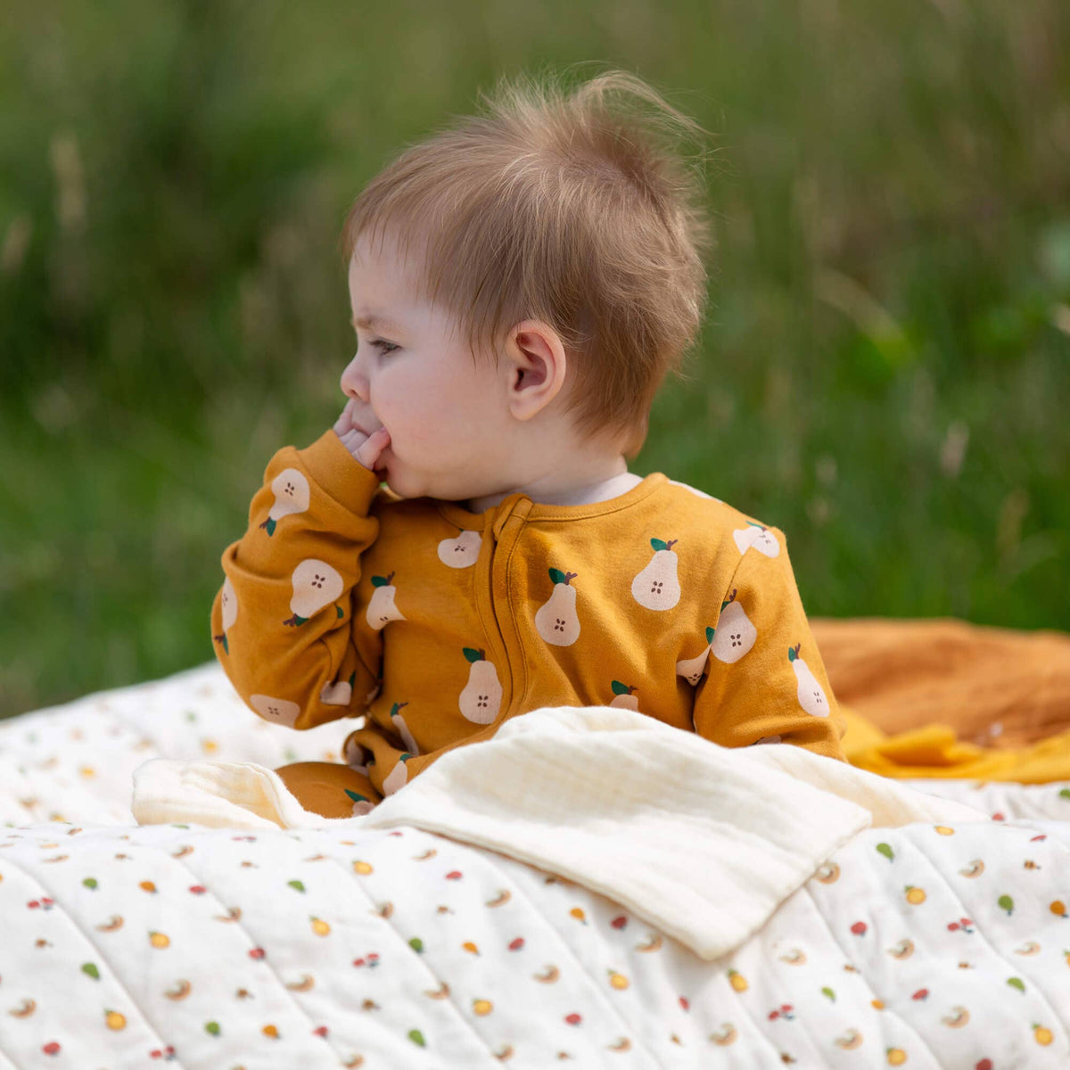 Summer Pears Zip Organic Babygrow