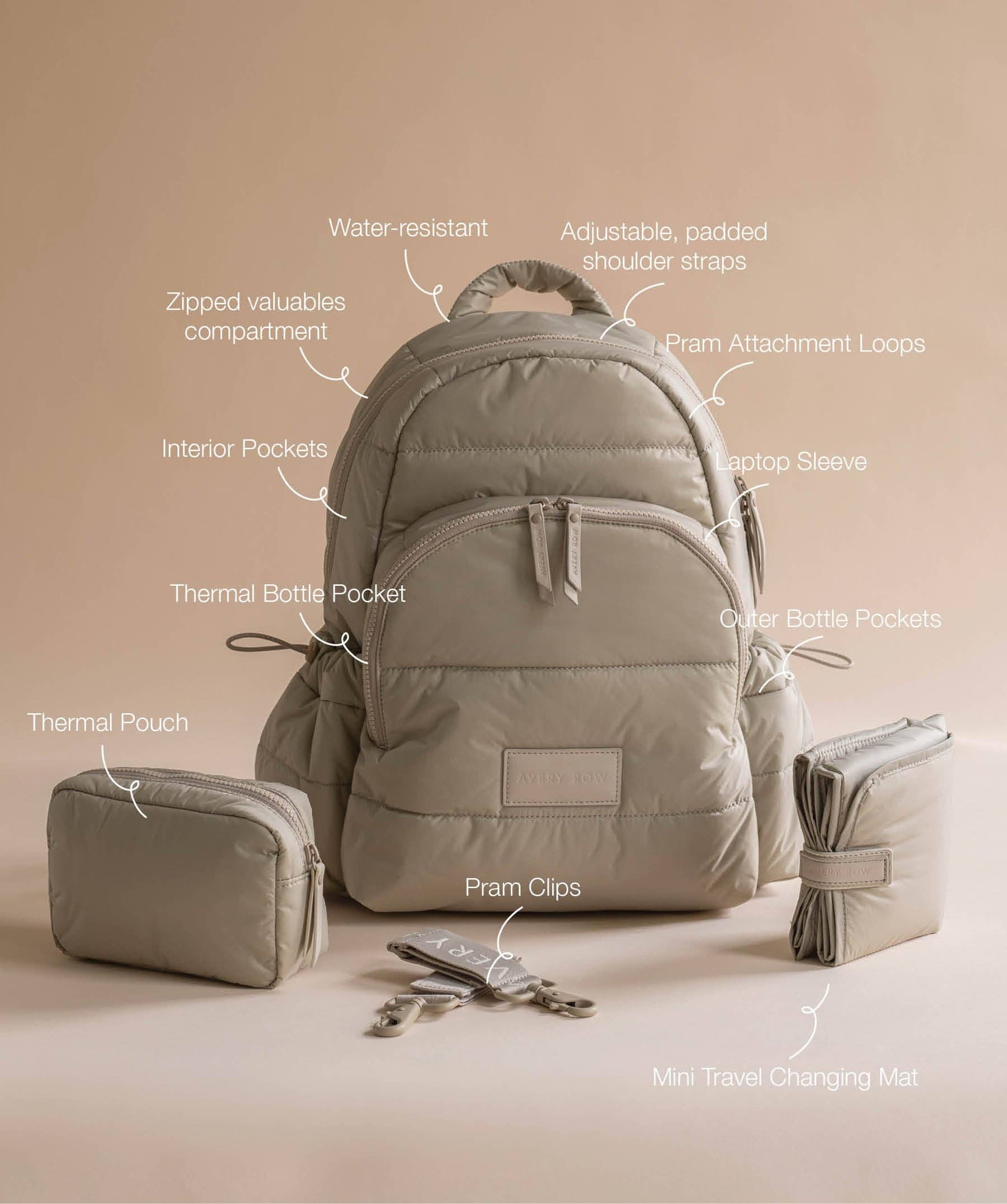 Avery Row Baby Changing Backpack - Oyster