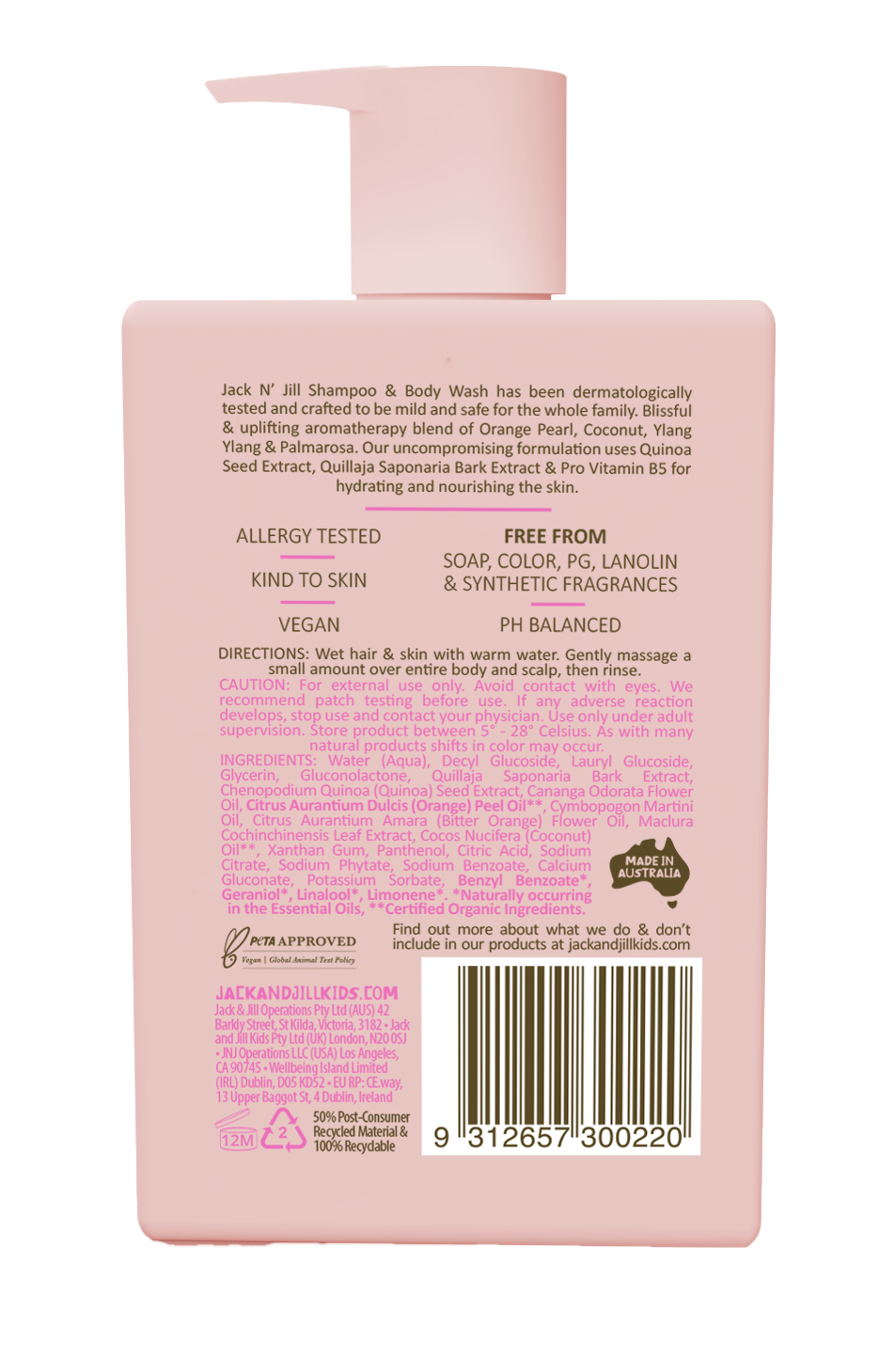 Shampoo & Body Wash - Natural 300mL