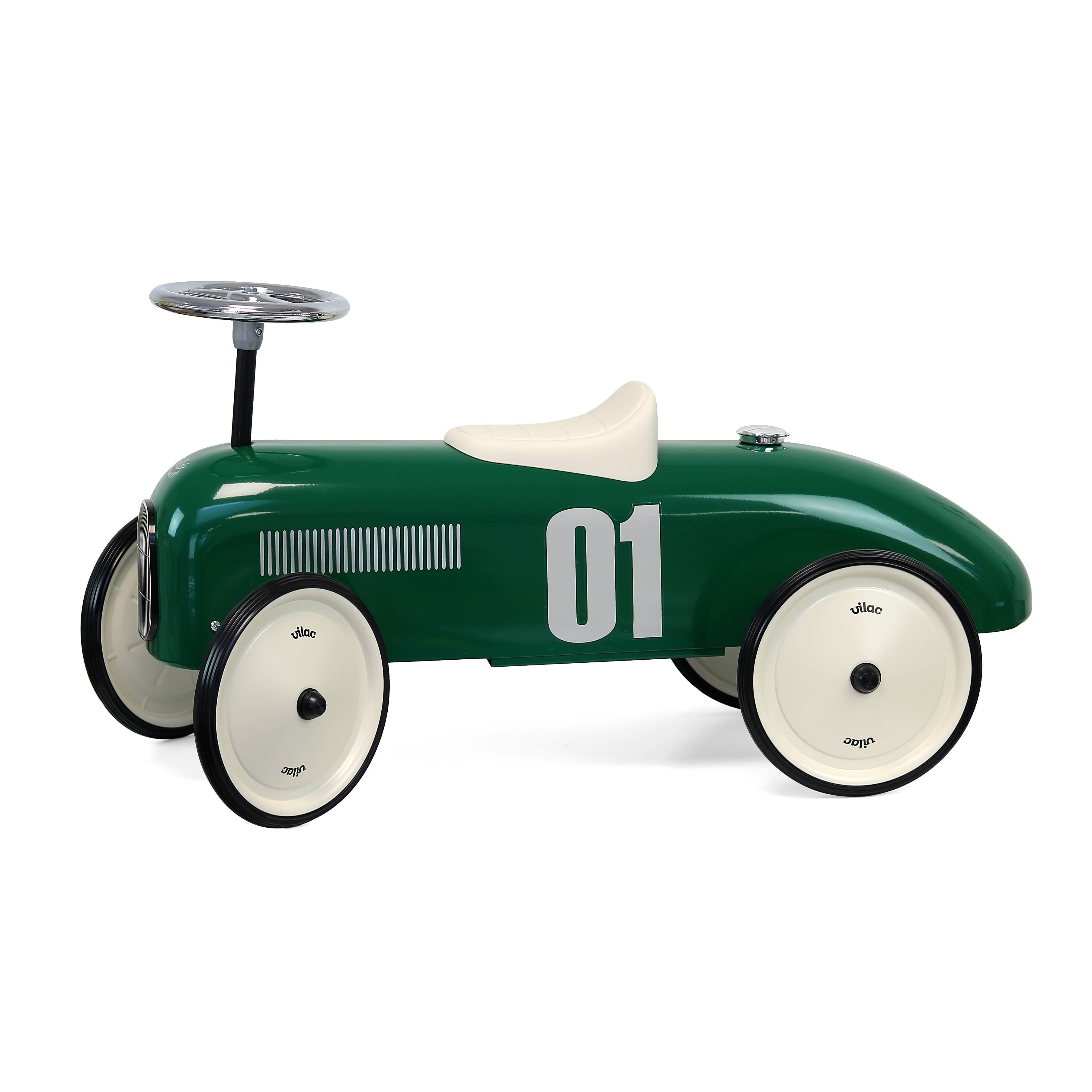 Vilal Metal British Racing Green Ride-On Car Vintage Style