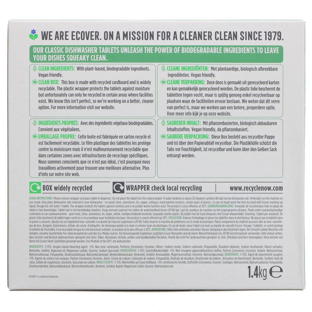 Ecover Dishwasher Tablets Classic