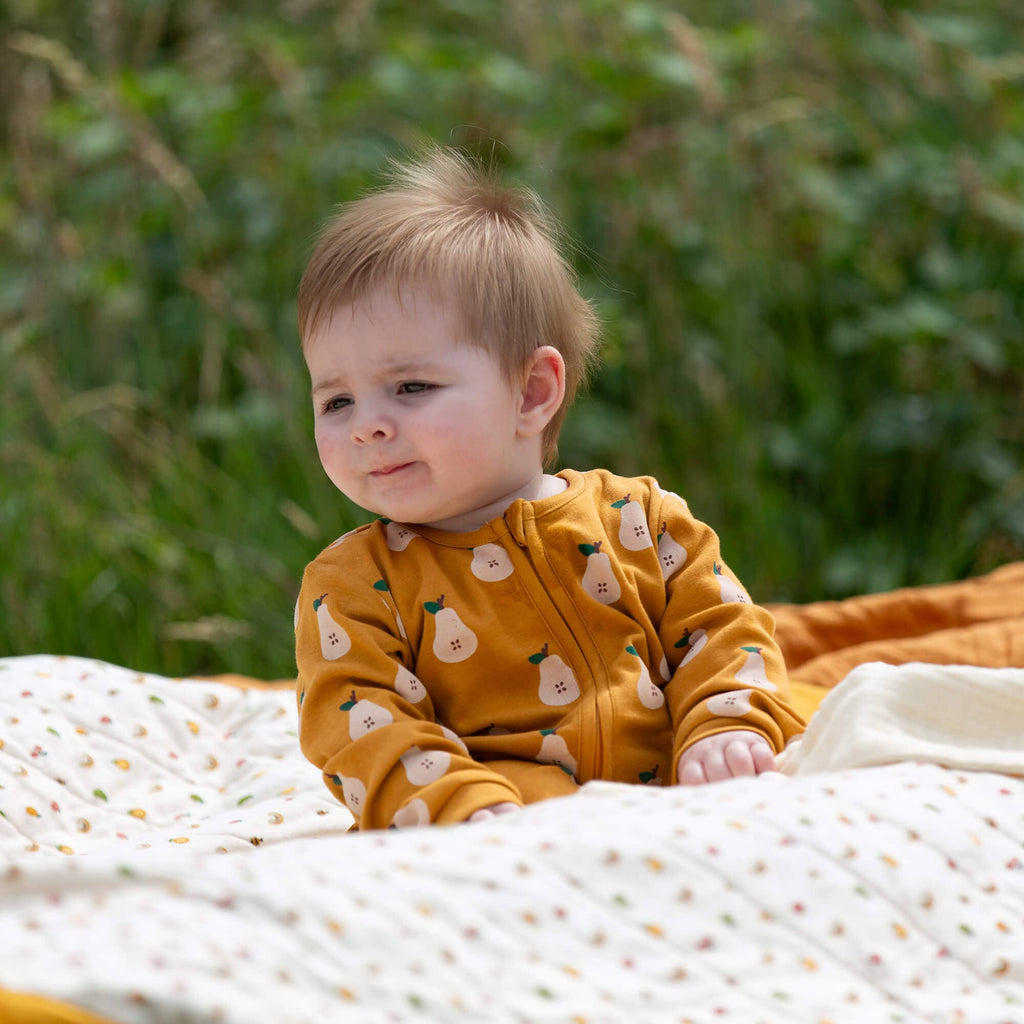 Summer Pears Zip Organic Babygrow