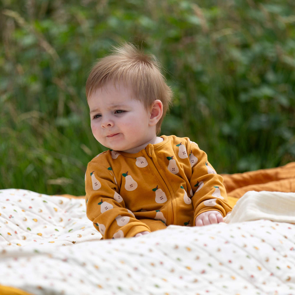 Summer Pears Zip Organic Babygrow
